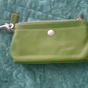 Beautiful green Coach Wristlet